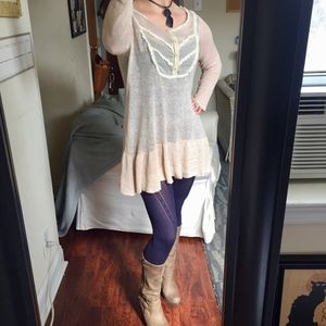 Free People Linen & Lace Boho Tunic